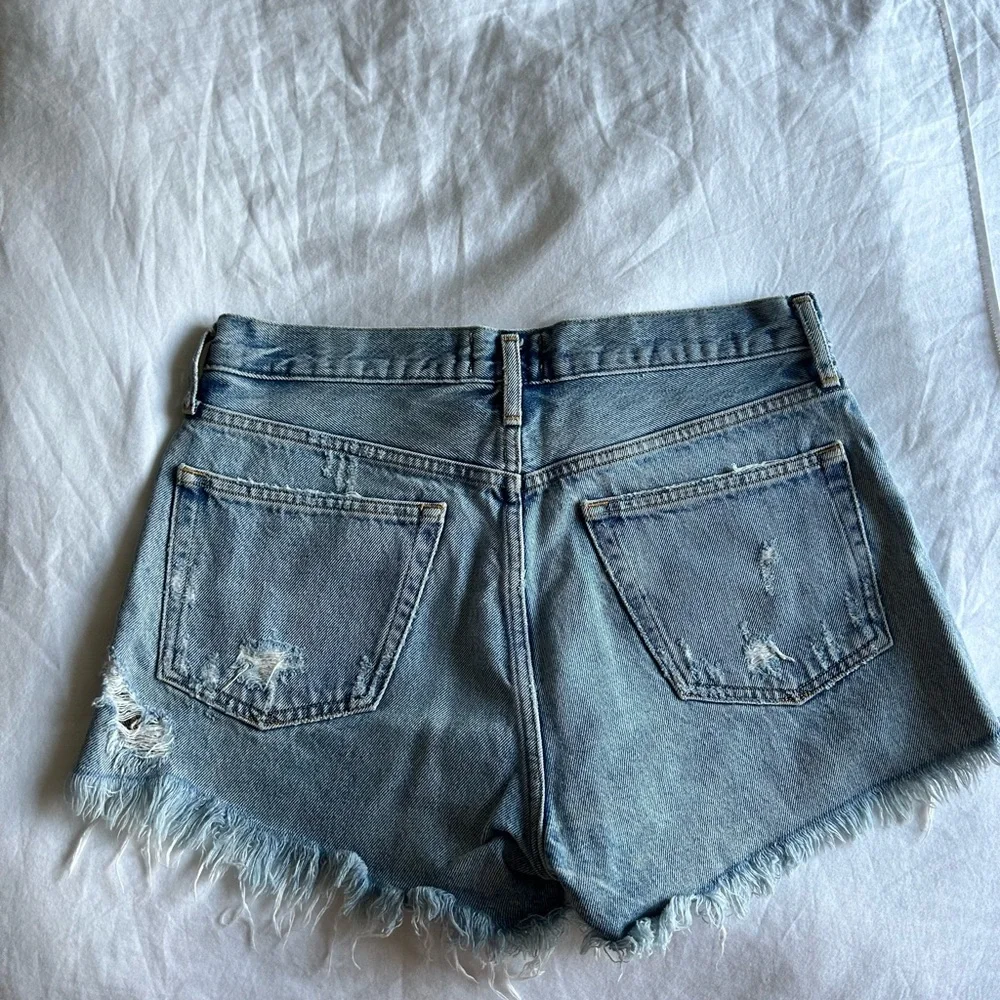 Agolde Women's Frayed Hem Jean Shorts - Light Blue - Picture 3 of 3